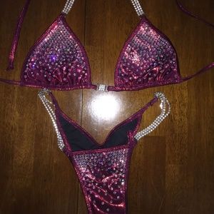 Burgundy competition bikini